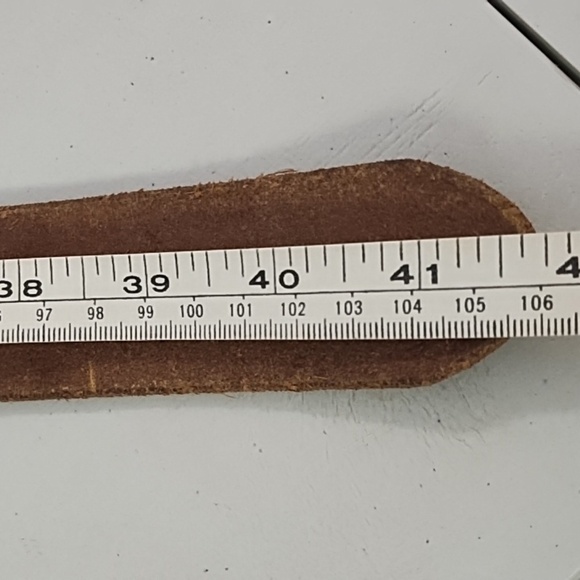 Brown Tooled Leather Belt with Coppery Metal Buckle With Rhinstones - Picture 5 of 13